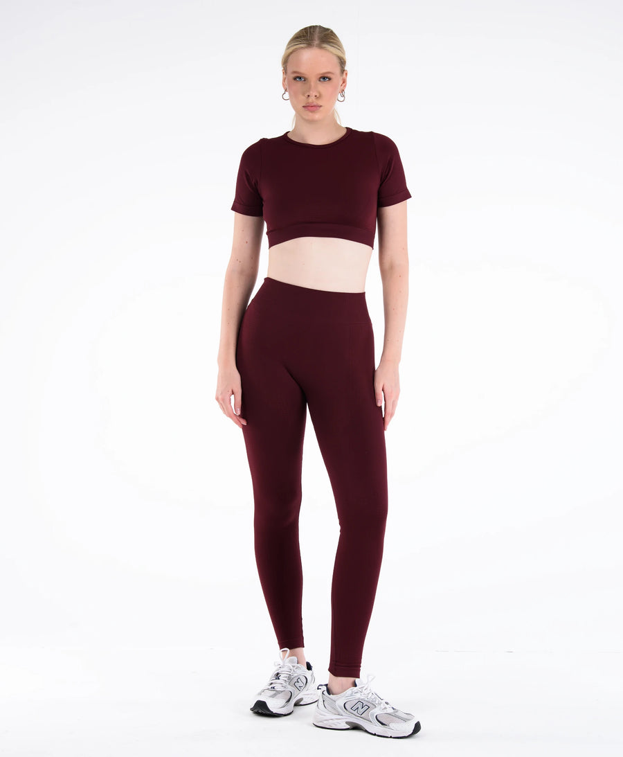 Saby Active Core Seamless Toparlayıcı Spor Tayt Yüksek Bel Poliamid Kadın #renk_bordo