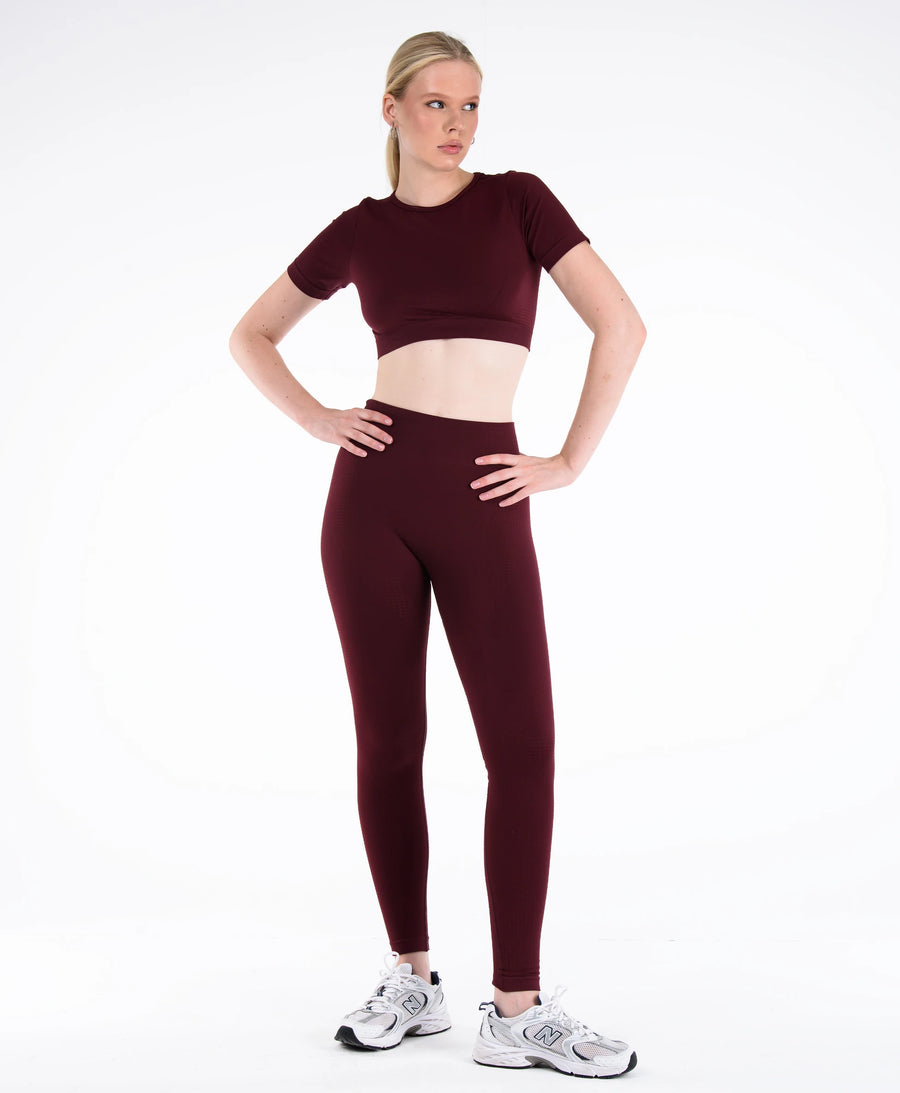 Core Seamless Toparlayıcı Spor Tayt #renk_bordo
