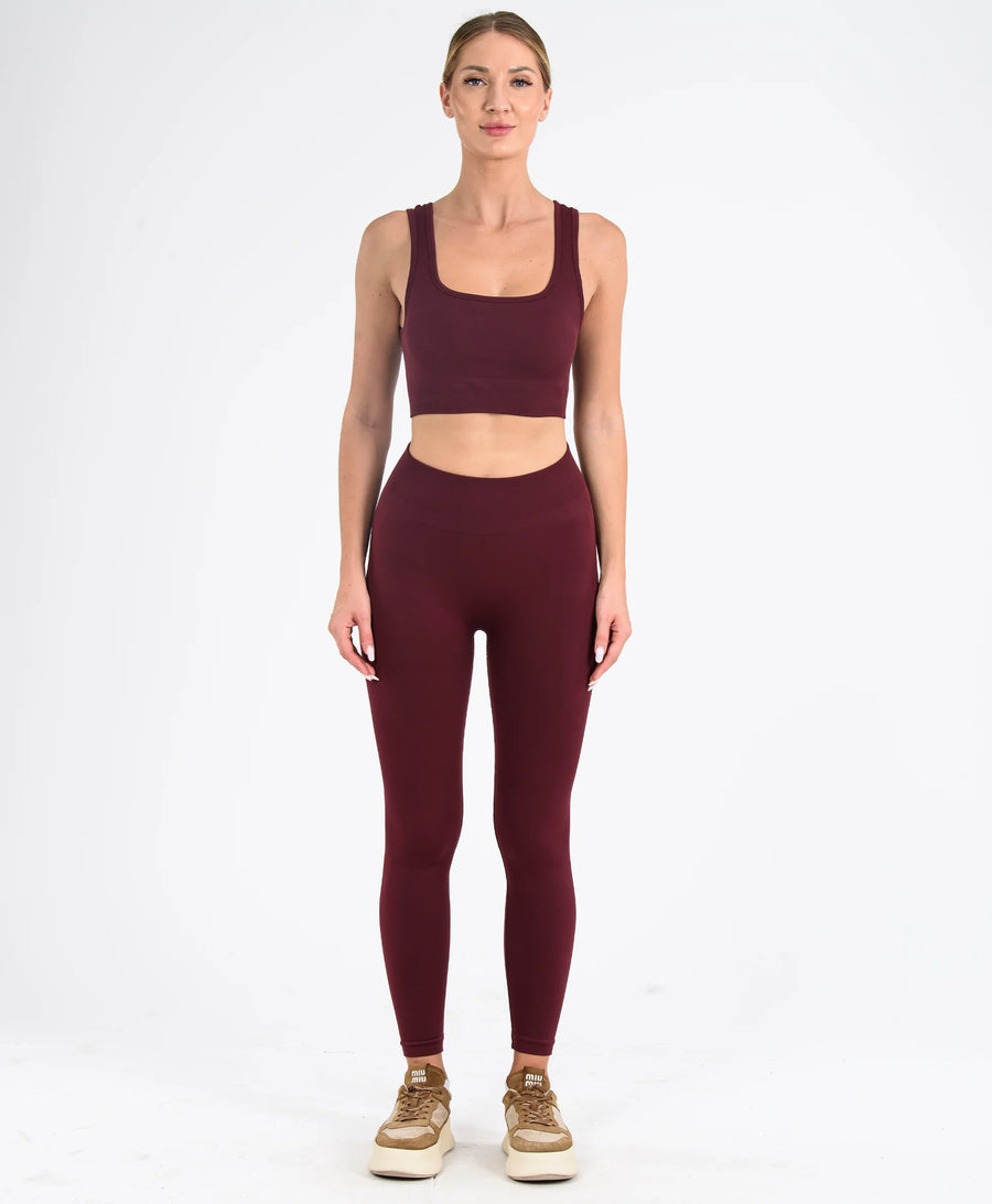Form Seamless Desensiz Düz Spor Tayt #renk_bordo