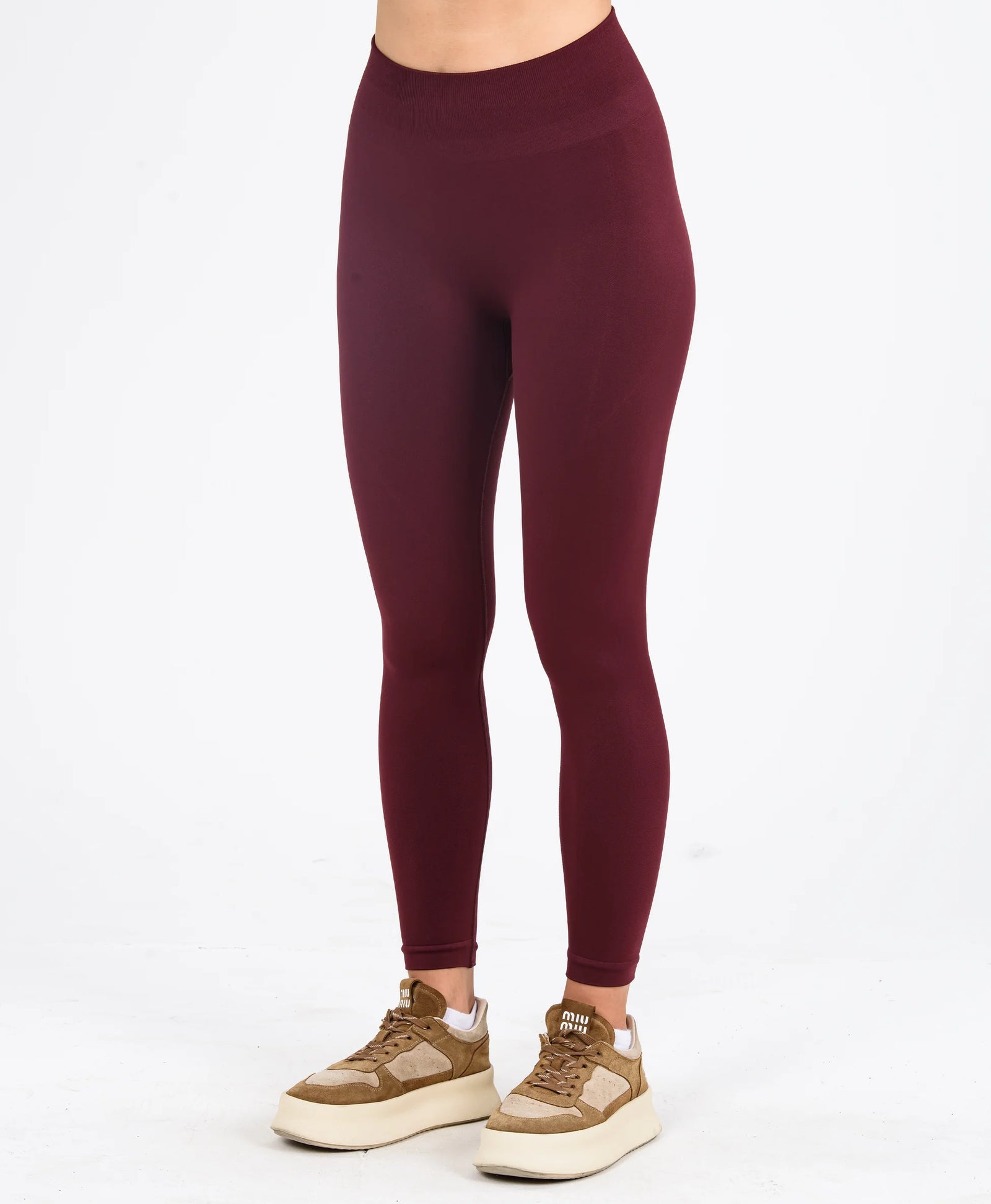 Form Seamless Desensiz Düz Spor Tayt #renk_bordo