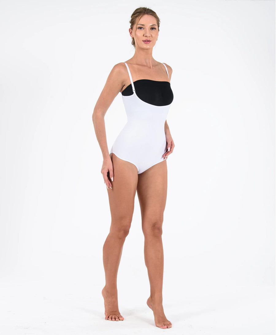 Göğüs Altı İnce Askılı Seamless Slip Korse #renk_beyaz