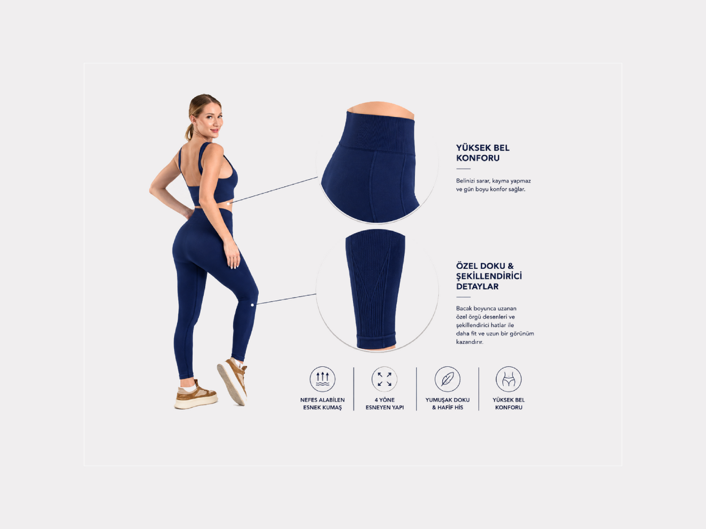 Saby Active Lina Seamless Toparlayıcı Spor Tayt Poliamid Dikişsiz Kadın detay