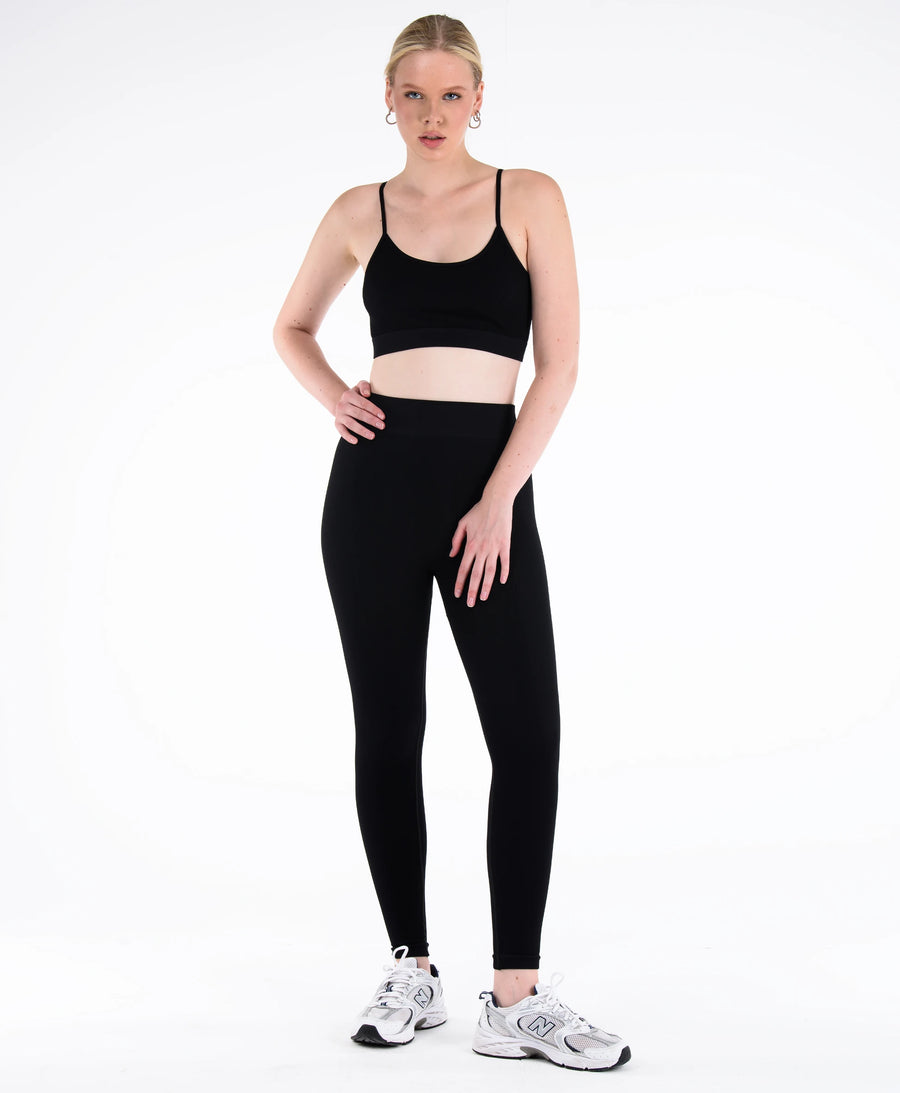 Saby Active Lya Seamless Fitilli Yoga Pilates Taytı Toparlayıcı Poliamid Kadın Ter Tutmaz #renk_siyah