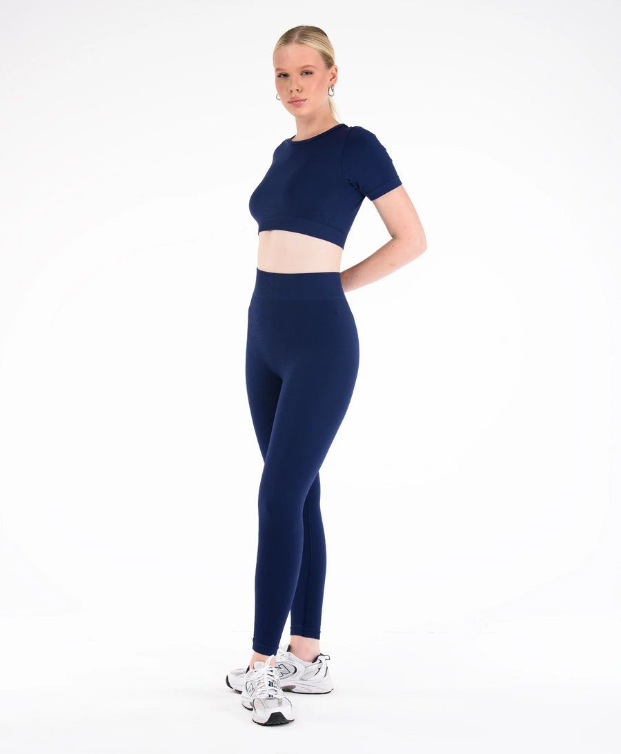 Saby Active Lya Seamless Fitilli Yoga Pilates Taytı Toparlayıcı Poliamid Kadın Ter Tutmaz #renk_lacivert