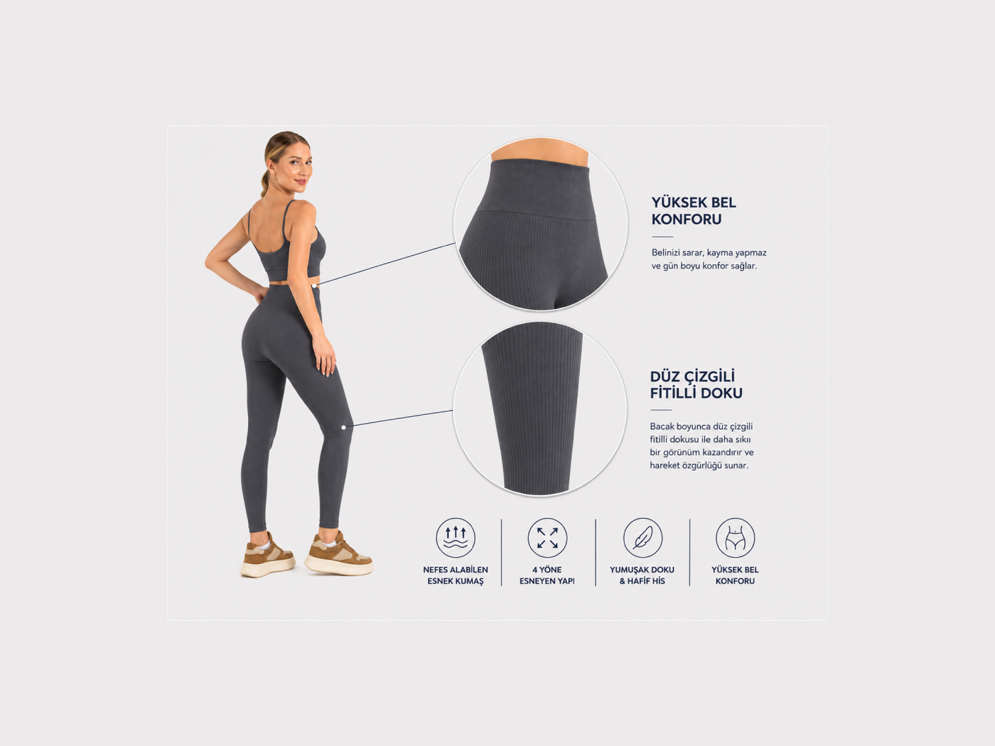 Saby Active Lya Seamless Fitilli Yoga Pilates Taytı Toparlayıcı Poliamid Kadın Ter Tutmaz detay