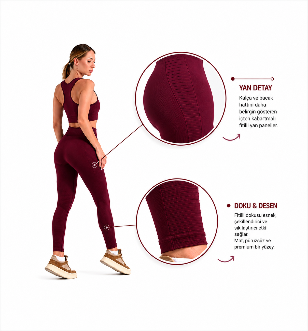 Saby Active Vita Seamless Kadın Spor Takım Tayt Büstiyer Set Toparlayıcı detay