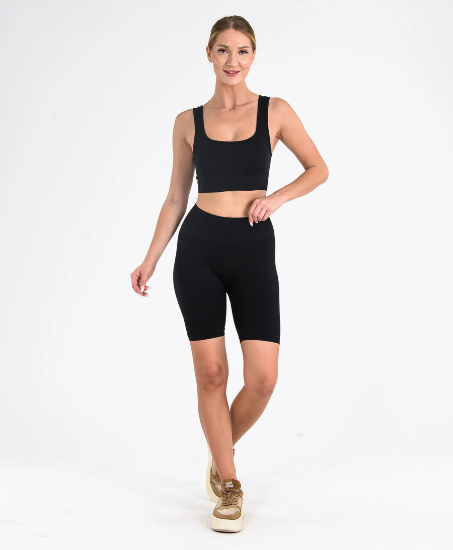 Toparlayıcı Seamless Spor Şort Tayt - Form Şort #renk_siyah